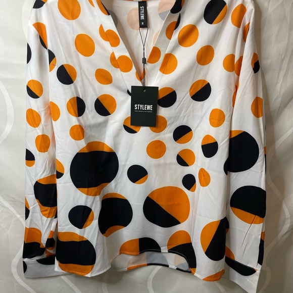 Green, white, elegant STYLEWE blouse size M - Picture 11 of 14